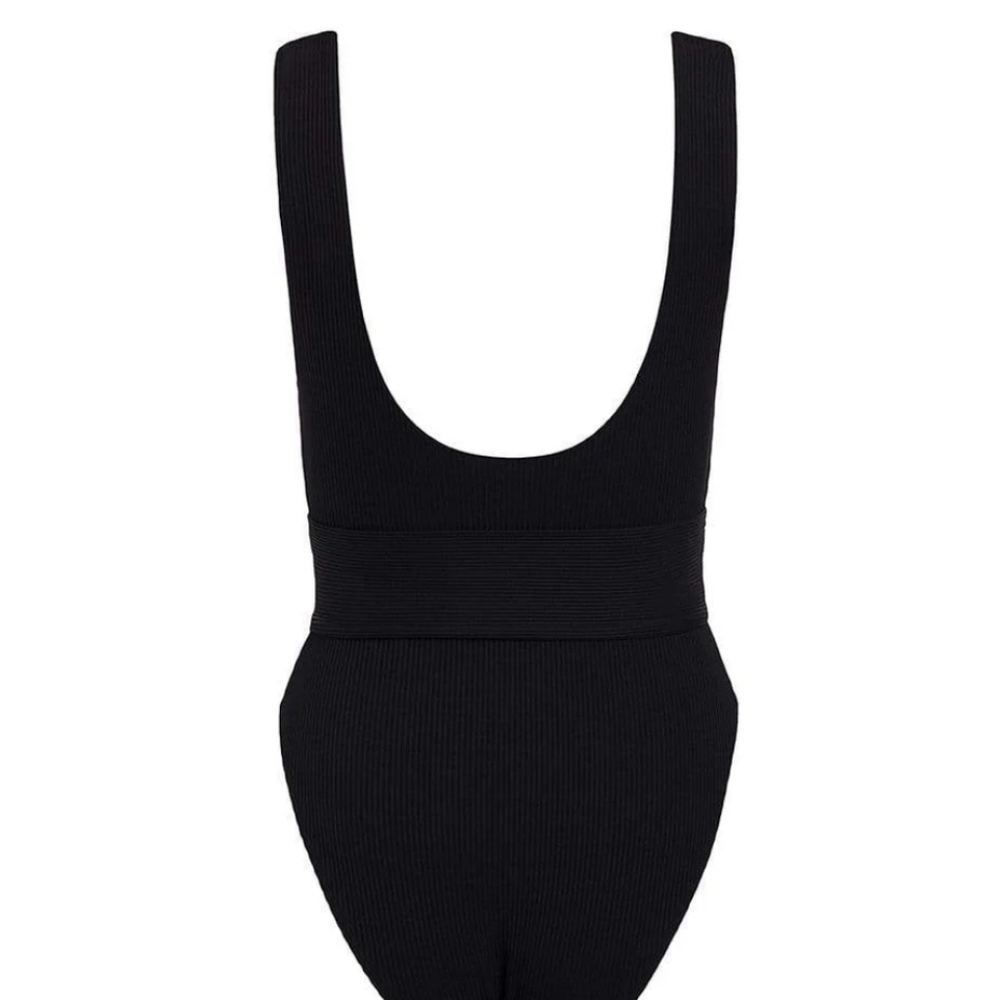 New!Montce Kim Ribbed‎ Belted  One Piece Swimsuit with Ring Detail - Picture 9 of 16